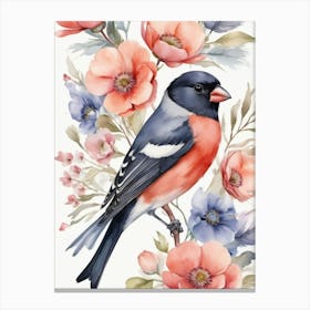 Bird In Flowers Canvas Print