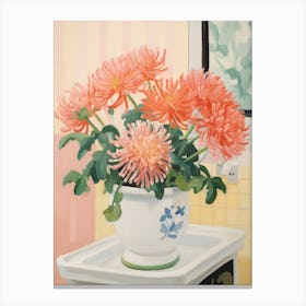 A Vase With Chrysanthemum, Flower Bouquet 2 Canvas Print