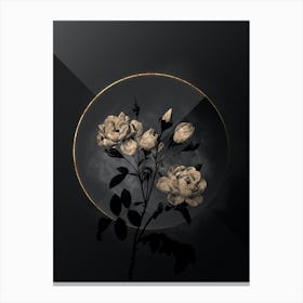 Shadowy Vintage White Rose Botanical in Black and Gold n.0084 Canvas Print