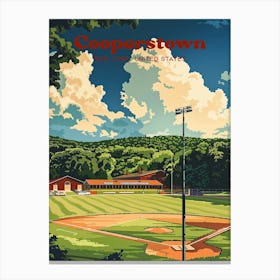 Cooperstown New York Baseball Digital Travel Illustration Canvas Print