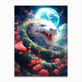 Dragon With Cherry Blossoms Canvas Print
