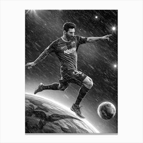 Lionel Messi Space Galaxy Soccer Canvas Print