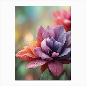 Beautiful Flowers With Dew Drops Canvas Print