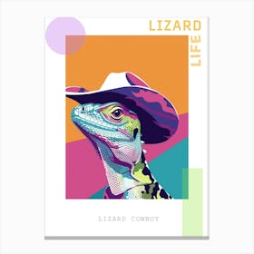 Lizard With A Cow Print Cowboy Hat Modern Abstract Illustration 2 Poster Canvas Print