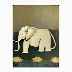 Elephant And Lotus 1, Symbol Abstract Painting Canvas Print