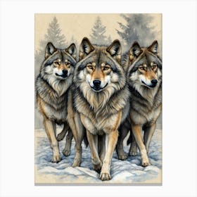 Three Wolves Canvas Print