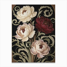 Three Peonies William Morris Style Canvas Print