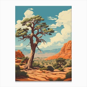  Retro Illustration Of A Joshua Tree In Grand Canyon 1 Canvas Print