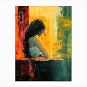 Woman Looking Out A Window Canvas Print