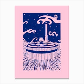 Hot Tub Frog Pink Canvas Print