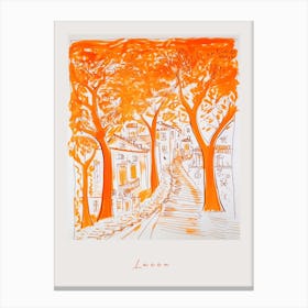Lucca Italy Orange Drawing Poster Canvas Print