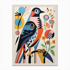 Colourful Scandi Bird Falcon 5 Canvas Print
