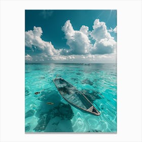 Canoe In Clear Water Canvas Print