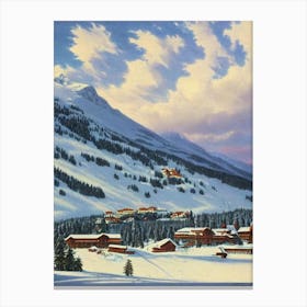 Le Grand Bornand, France Ski Resort Vintage Landscape 2 Skiing Poster Canvas Print