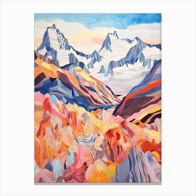 Mount Cook New Zealand 5 Colourful Mountain Illustration Canvas Print