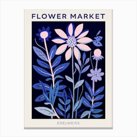 Blue Flower Market Poster Edelweiss 4 Canvas Print
