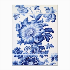 Vintage Flowers Delft Tile Illustration 3 Canvas Print