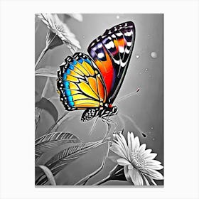 Butterfly On A Flower 3 Canvas Print