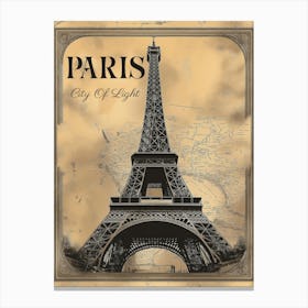 Travel Poster Of The Eiffel Tower Paris Canvas Print