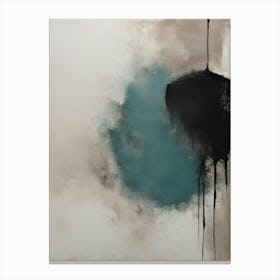 Ink Watercolor Abstract Black and Blue Artwork Canvas Print