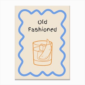 Old Fashioned Doodle Poster Blue & Orange Canvas Print
