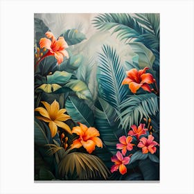 Tropical Flowers In The Jungle Canvas Print