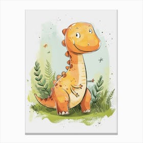Cute Cartoon Dinosaur Illustration 1 Canvas Print