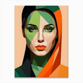 Geometric Woman Portrait Pop Art (58) Canvas Print