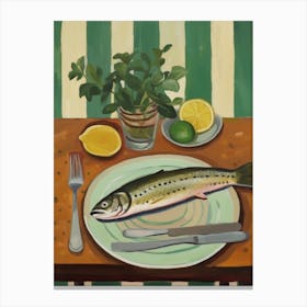 Trout Italian Still Life Painting Canvas Print