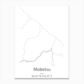 Mobetsu,Japan Minimalist Map Canvas Print