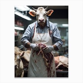 Cow In A Slaughterhouse Canvas Print