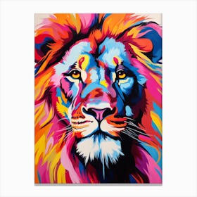Lion Portrait Pop Art Pink 2 Canvas Print
