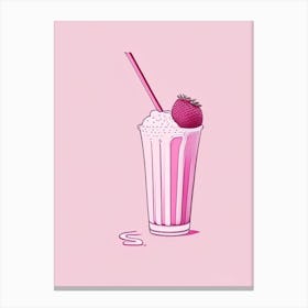 Raspberry Milkshake Dairy Food Minimal Line Drawing 1 Canvas Print