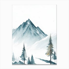 Mountain And Forest In Minimalist Watercolor Vertical Composition 34 Canvas Print