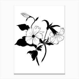 Black And White Flowers Minimal Canvas Print