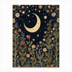 Moon And Flowers Style William Morris 31 Canvas Print