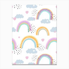 Rainbows Hearts Clouds Canvas Print
