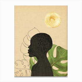 Silhouette Of African girl Canvas Print