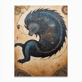 Astral Card Zodiac Leo Old Paper Painting (31) Canvas Print