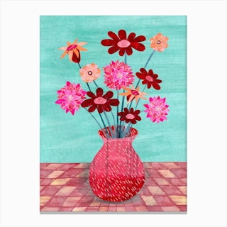Red And Pink Flowers Canvas Print