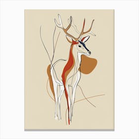 Deer - Boho, Line Art 8 Canvas Print