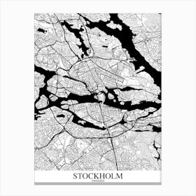 Stockholm White Black Canvas Print