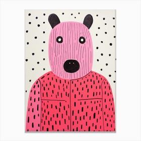 Pink Polka Dot Badger 2 Canvas Print