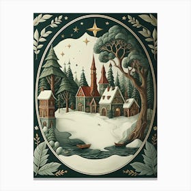 Winter Forrest Village Canvas Print