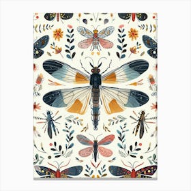 Colourful Insect Illustration Firefly 10 Canvas Print