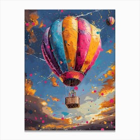 Hot Air Balloon Blue Sky, Vibrant, Pop Art Canvas Print