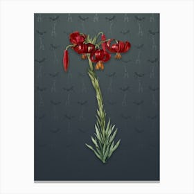 Vintage Lily Botanical on Slate Gray Pattern n.0232 Canvas Print