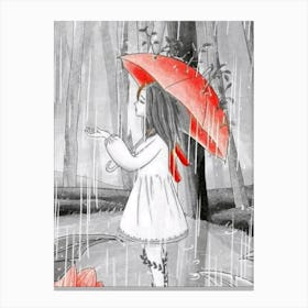 Girl In The Rain Canvas Print