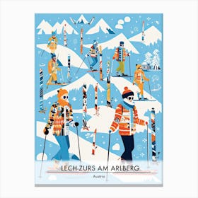 Lech Zurs Am Arlberg   Austria, Ski Resort Poster Illustration 1 Canvas Print
