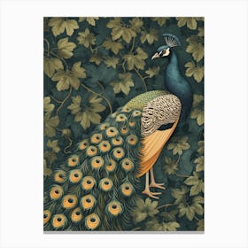 Vintage Peacock & Ivy Wallpaper 2 Canvas Print